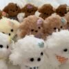 2 Handmade Fluffy Puppy Desktop Ornament, Mini Plush Dog Table Decor
