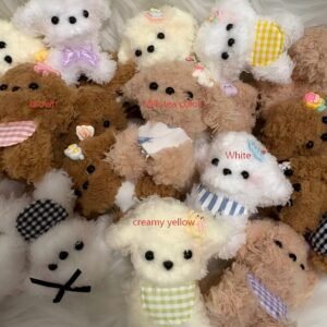 Handmade Fluffy Puppy Desktop Ornament, Mini Plush Dog Table Decor