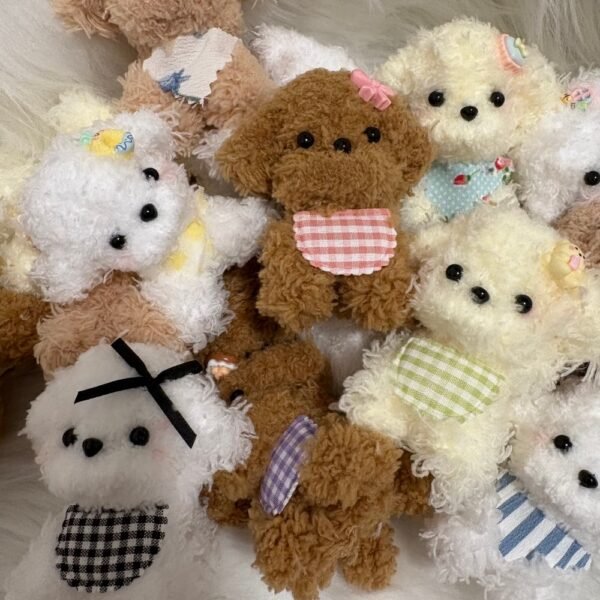 32 Handmade Fluffy Puppy Desktop Ornament, Mini Plush Dog Table Decor