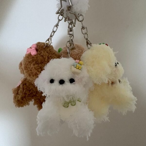 38 Handmade Pipe Cleaner Fluffy Puppy Keychain, Cute Mini Teddy Dog Bag Charm Aesthetic Kawaii Animal Pendant Gift for Girls