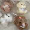 Handmade Pipe Cleaner Puppy Keychain with Clear Display Ball Cute Curly Teddy Dog Bag Charm
