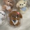 Handmade Pipe Cleaner Puppy Keychain with Clear Display Ball Cute Curly Teddy Dog Bag Charm