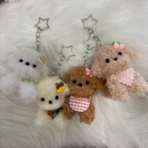 Handmade Pipe Cleaner Fluffy Puppy Keychain, Cute Mini Teddy Dog Bag Charm Aesthetic Kawaii Animal Pendant Gift for Girls