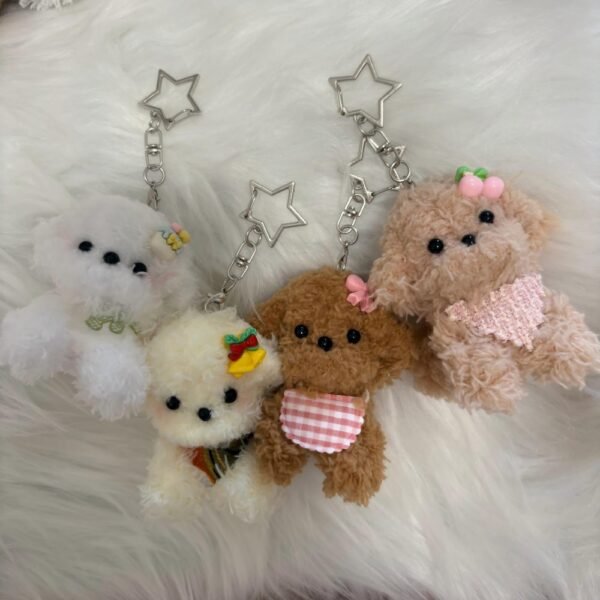 45 Handmade Pipe Cleaner Fluffy Puppy Keychain, Cute Mini Teddy Dog Bag Charm Aesthetic Kawaii Animal Pendant Gift for Girls