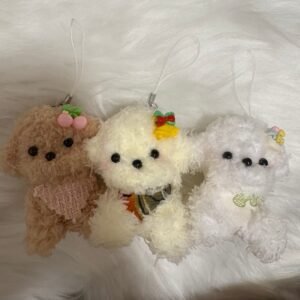 Handmade puppy phone charm plush dog keychain