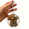 Handmade Pipe Cleaner Puppy Keychain with Clear Display Ball Cute Curly Teddy Dog Bag Charm